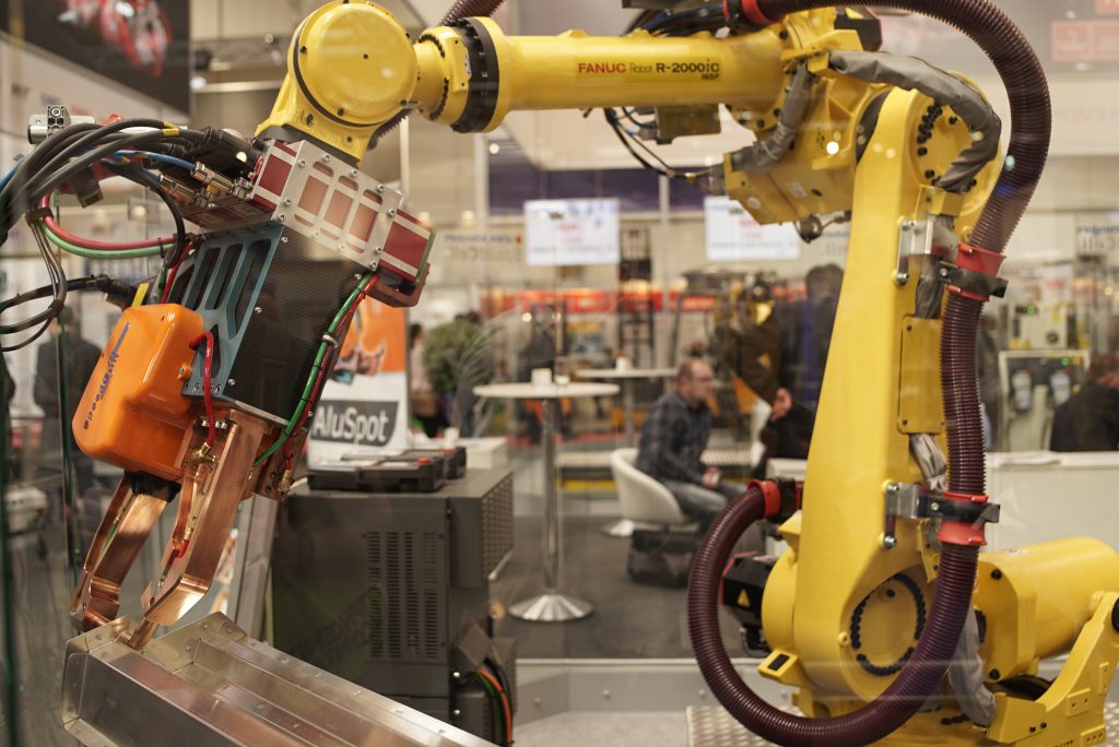 fanuc industrial robot at a trade show