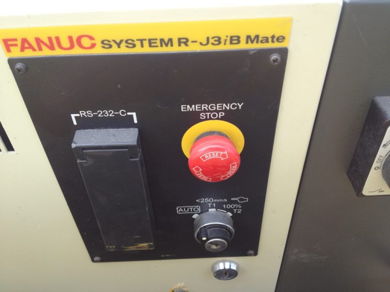 emergency stop button on a fanuc industrail robot